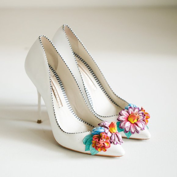 Sophia Webster Shoes - Sophia Webster White Leather Stilettos Flowers